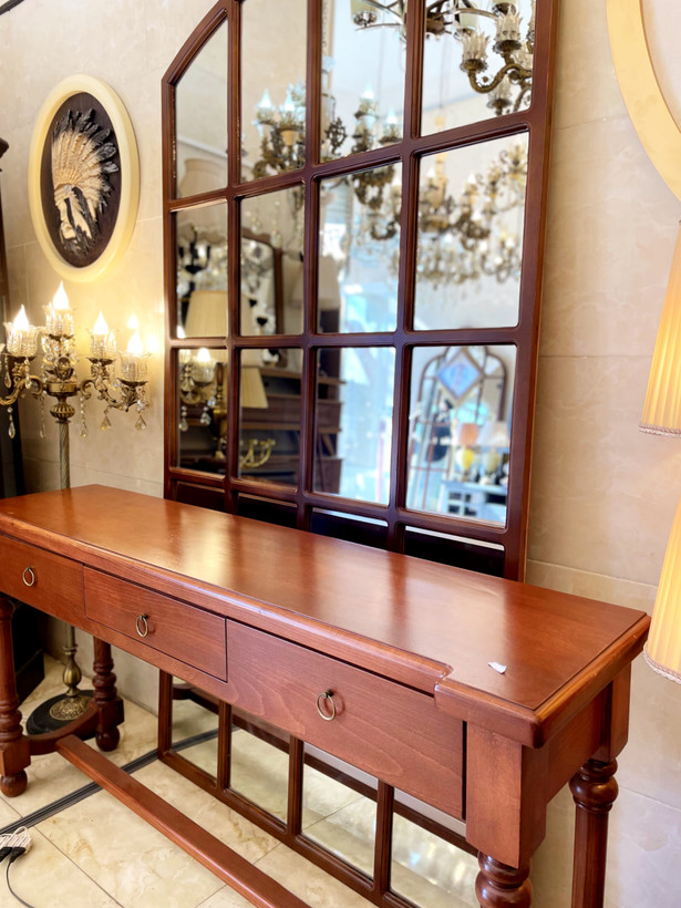 آینه و کنسول لوتوس مارسلا چوبی رنگ قهوه ای
