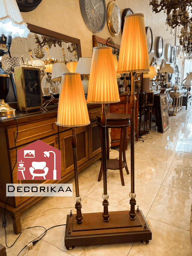 آباژور ایستاده 3 پایه چوبی مدل هرم