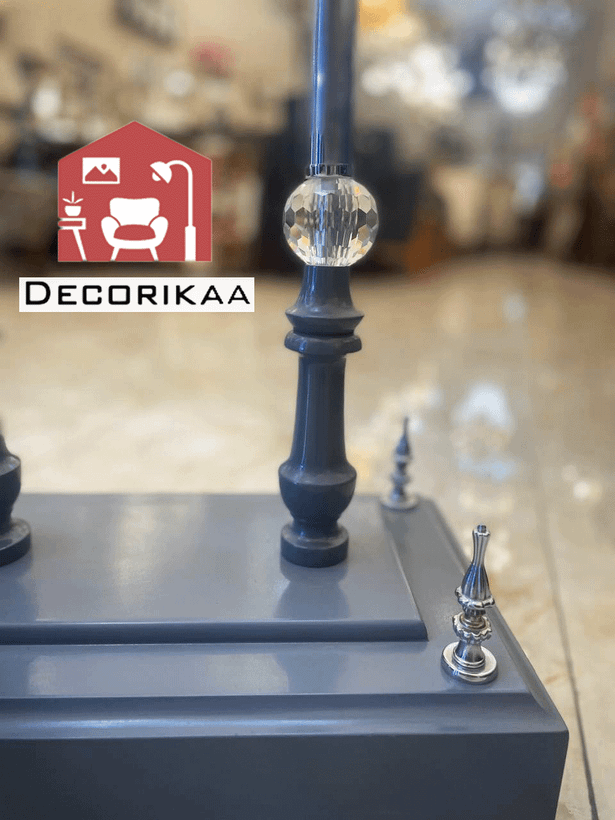 آباژور ایستاده 3 پایه چوبی مدل هرم طوسی