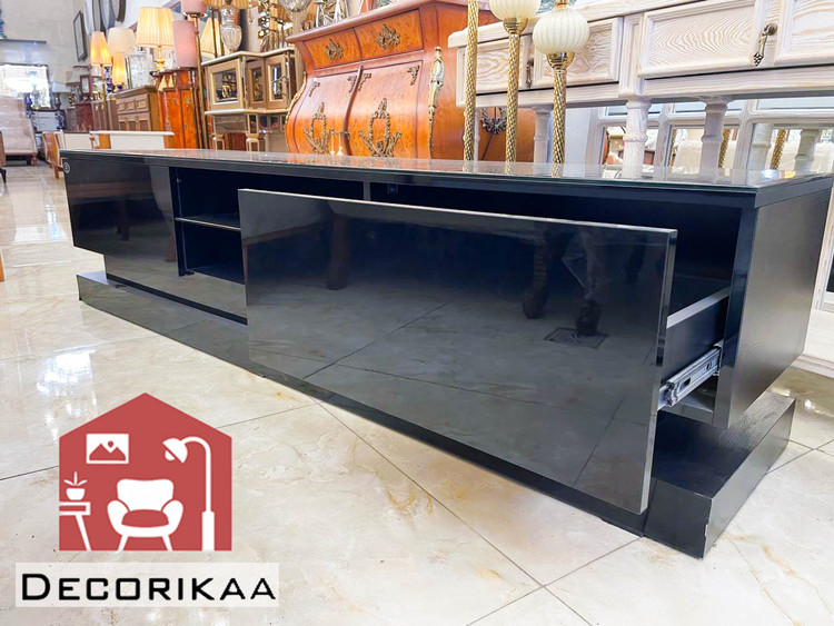 میز تلویزیون متین سطح شیشه ای Black Glass سایز 180