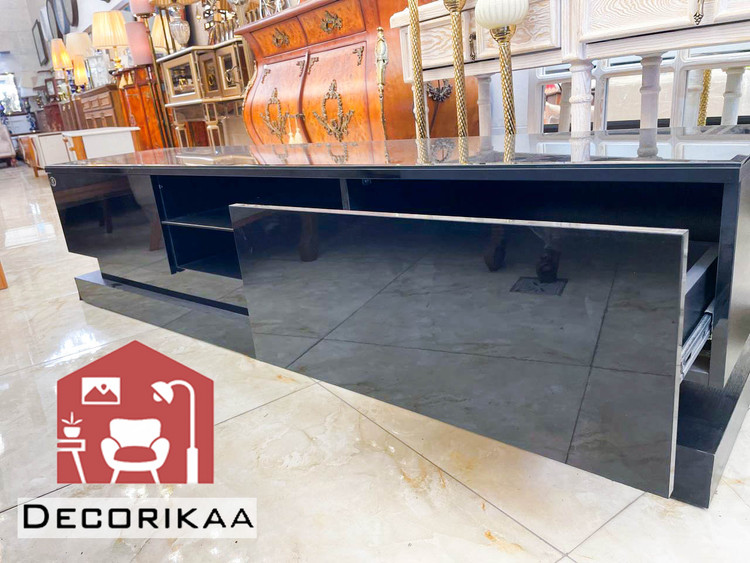 میز تلویزیون متین سطح شیشه ای Black Glass سایز 180