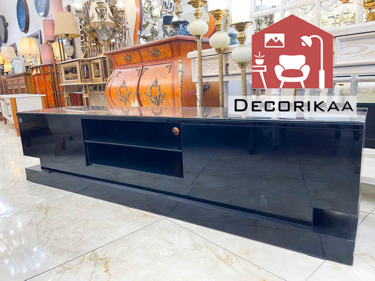 میز تلویزیون متین سطح شیشه ای Black Glass سایز 180